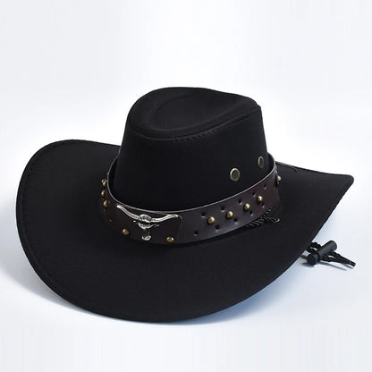 New Artificial Suede Western Cowboy Hats Vintage Big-Edge Gentleman Cowgirl Jazz Hat