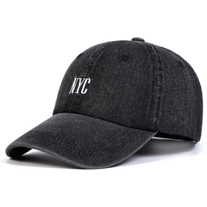 Unisex NYC Embroidery Denim Baseball Caps Spring Autumn Outdoor