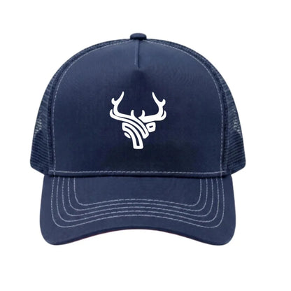 Deer Head Antlers Printed 5 Panel Trucker Mesh Hat