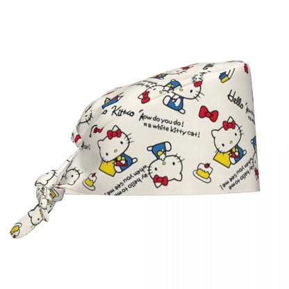 Custom Hello Kitty Medical Staff Scrubs Hat Women Men Cartoon Chara For Chef Hat