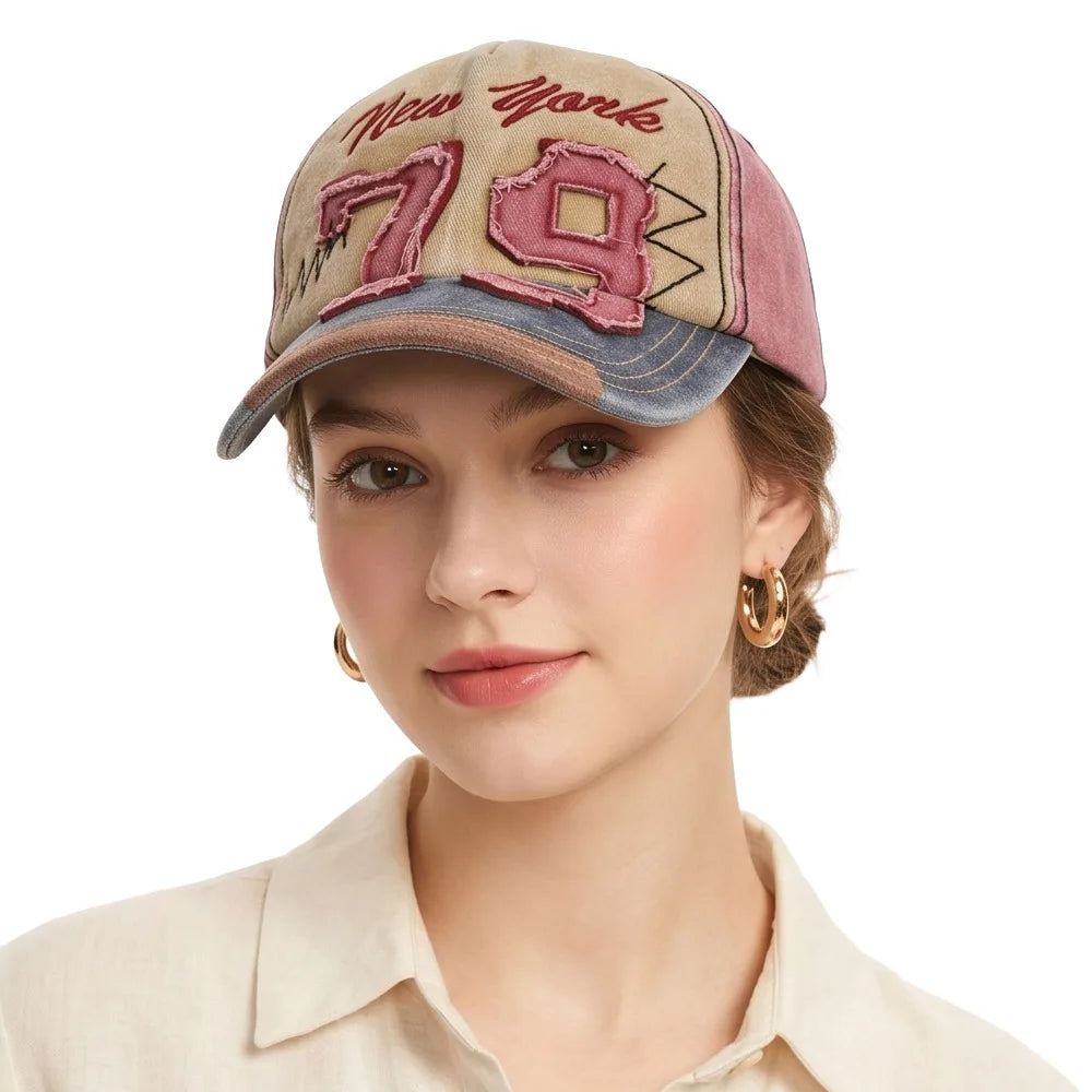 New Heavy Duty Embroidered Letter 79 Baseball Cap Trendy Casual Hat Water Washed Style
