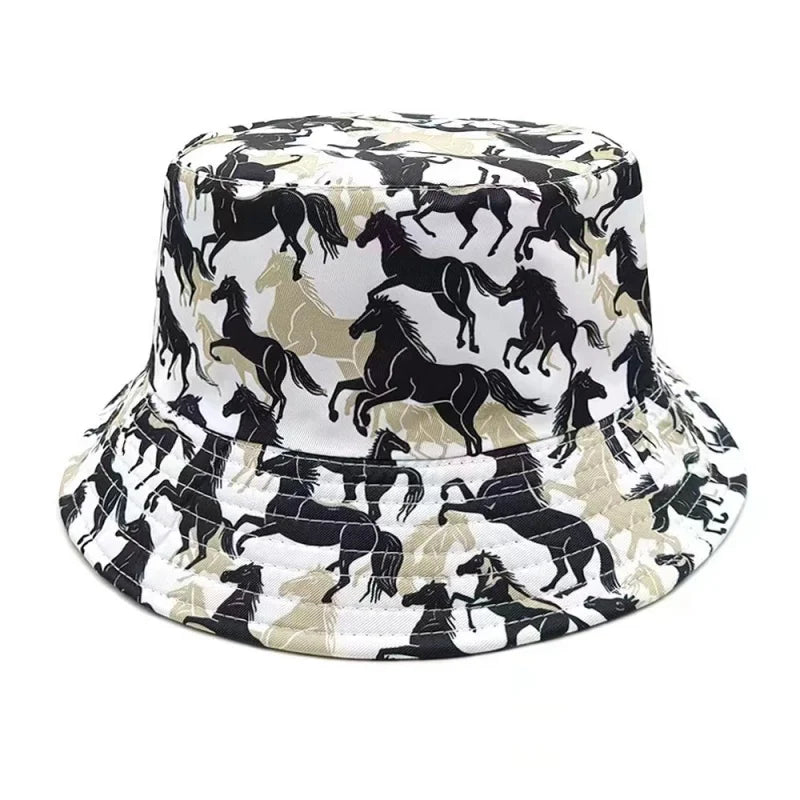 Double sided Outdoor Sun Hat Hip-Hop Cap Fishing Fisherman Graffiti Hat Men Women