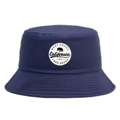 Summer 1976 California Long Beach Print Bucket Hat Woman Man