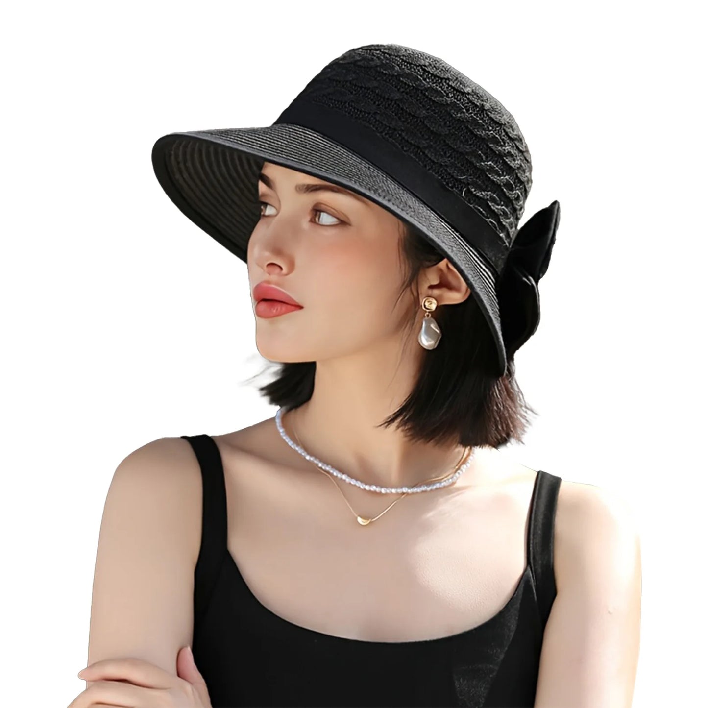 Summer Beach Straw Sun Hat Breathable French Style Bowknot Straw Hats