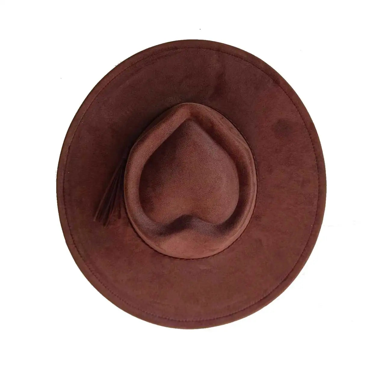 Vegan Suede Hat Teardrop Shape 9.5cm Wide Brim Fedora Hat Men's And Women's