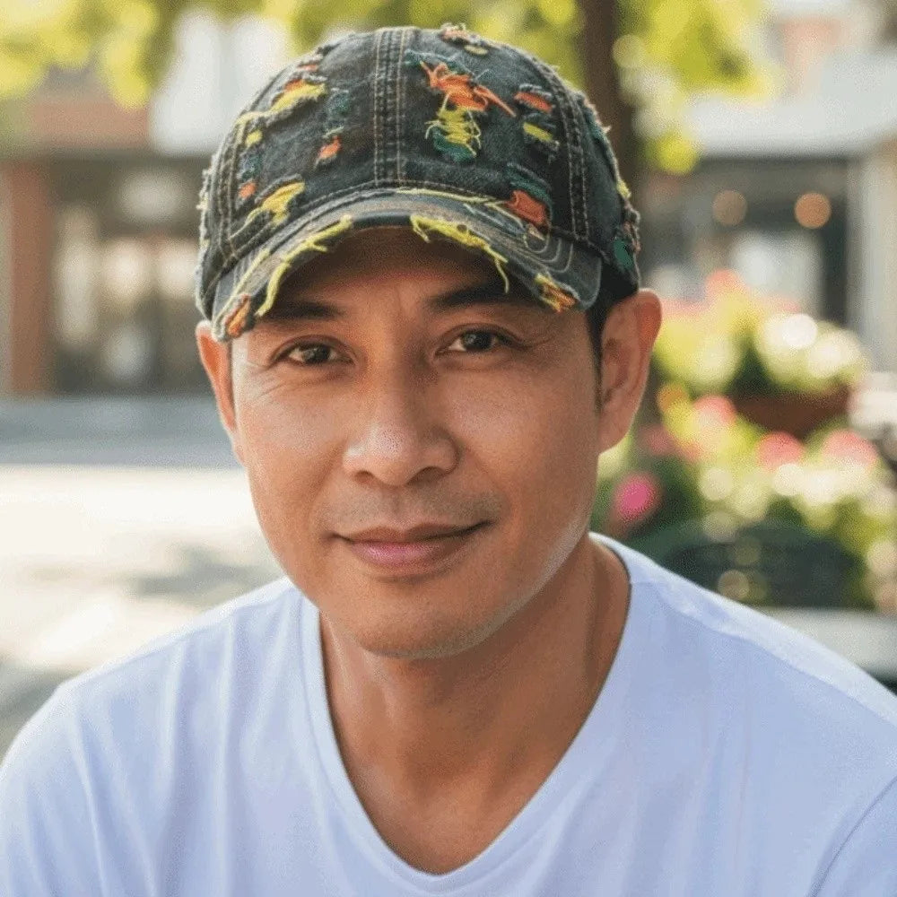 Adjustable Frayed Denim Baseball Cap