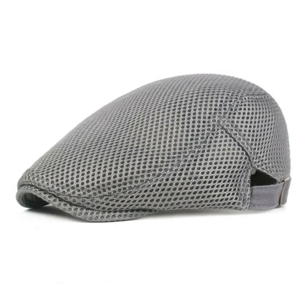 Summer Mesh Newsboy Style Peaked Cap Golf Hat Breathable Beret Hat