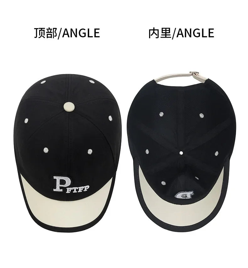 Korean Version Of Simple Short Brim Embroidered Letter Baseball Cap, Fresh and Sweet Couple's Color Matching Cap