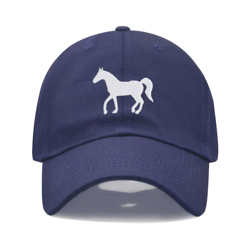 Horse Embroidered Baseball Cap For Women Men Fashion Adjustable Washed Cotton