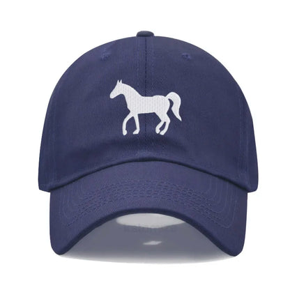 Horse Embroidered Baseball Cap For Women Men Fashion Adjustable Washed Cotton