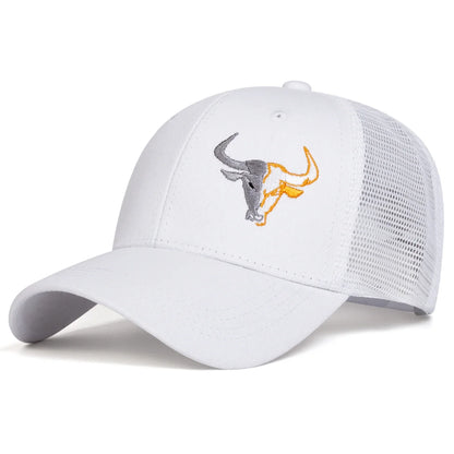 Unisex Ox Head Embroidery Baseball Net Caps Spring and Summer