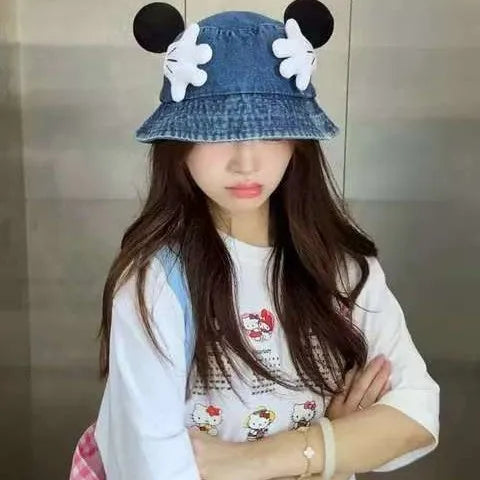 Cartoon Retro Washed Cowboy Fisherman Caps Women's