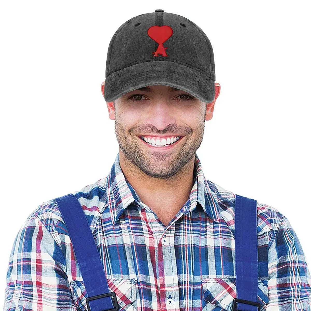 Red Heart Embroidery Washed Baseball Cap