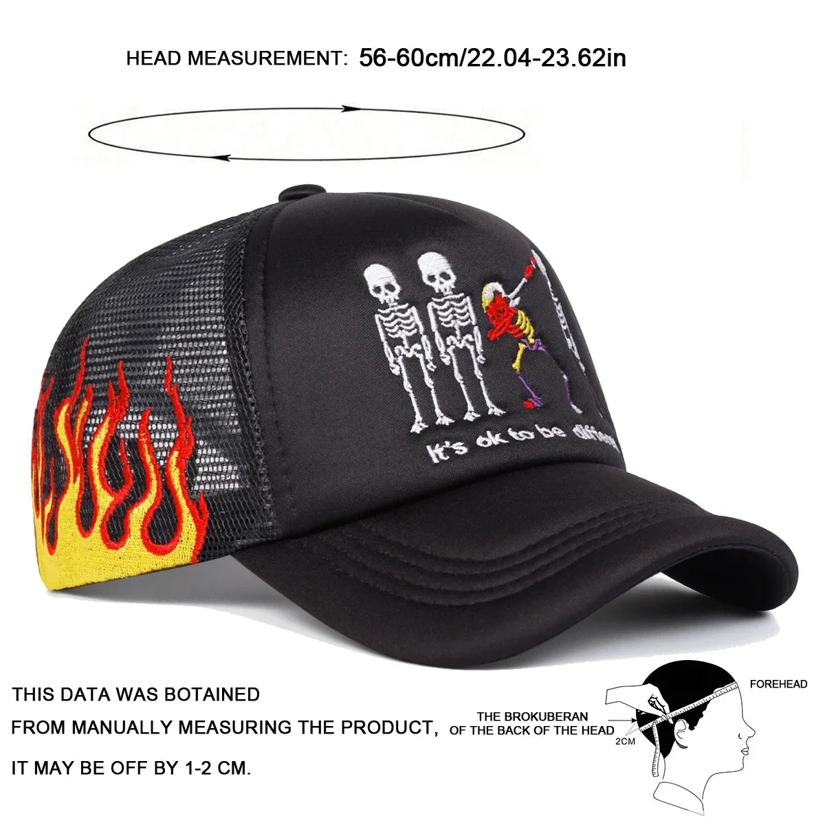 Unisex Skeleton Embroidery Baseball Net Caps Spring and Summer