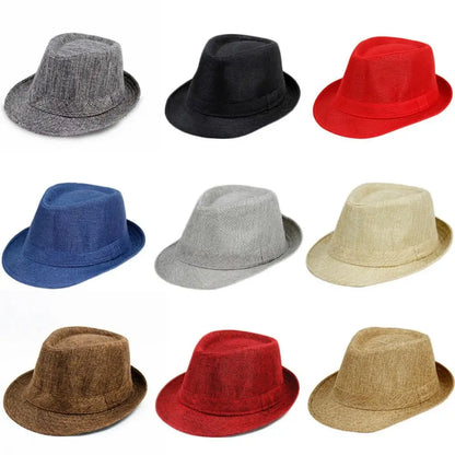 British Linen Men's Jazz Hat Solid Casual Church Beach Hat