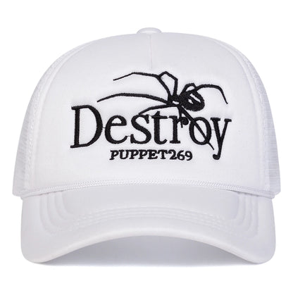 Unisex Destroy Spider Embroidery Baseball Net Caps Spring and Summer