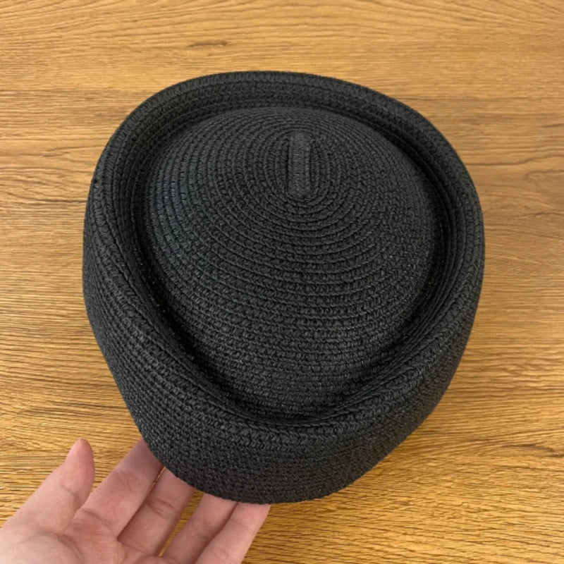 Airline Stewardess Flight Attendant Vintage Pillbox Hat Fashion Summer Straw Beret Hat