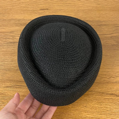 Airline Stewardess Flight Attendant Vintage Pillbox Hat Fashion Summer Straw Beret Hat