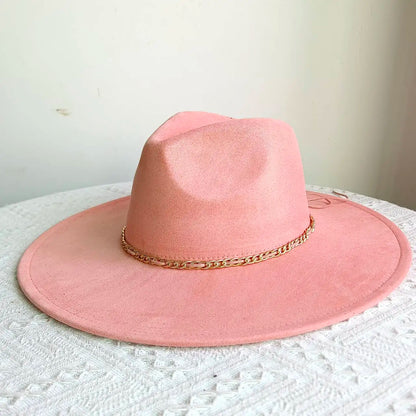 New Free People Rancher Suede Wide Brim Hat Felt Jazz Hat, Classic Church Hat