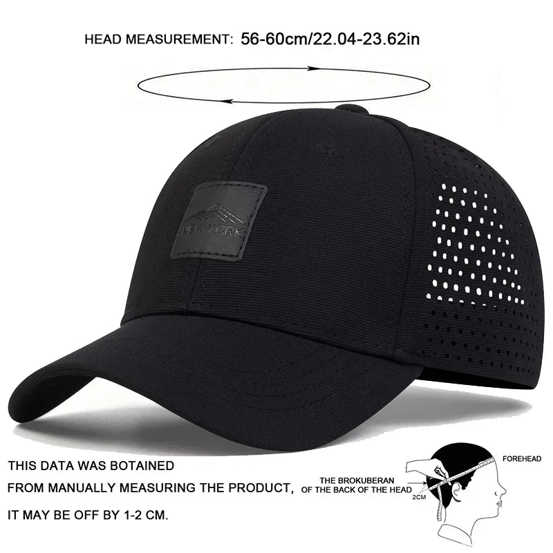 Unisex New York Label Laser Hollowed Out Baseball Net Caps