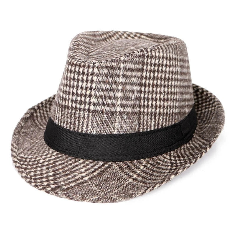 Autumn And Winter Large Plaid Hat Brushed Plaid Jazz Hat