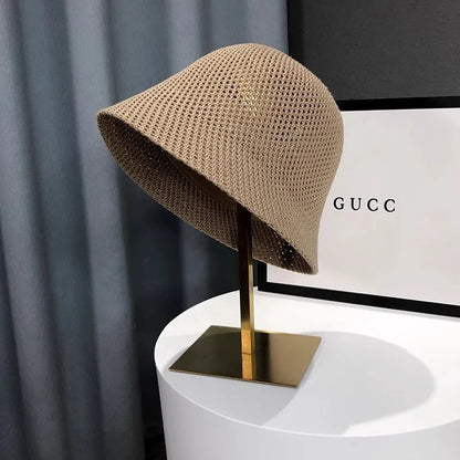 New Summer Beach Solid Wide Brim Bucket Hat For Women
