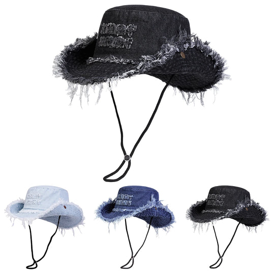 Denim Brim Breathable Personality Straw Hat