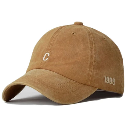 Unisex Washed Cotton Cap Letter C Embroidery Baseball Cap For Men Women