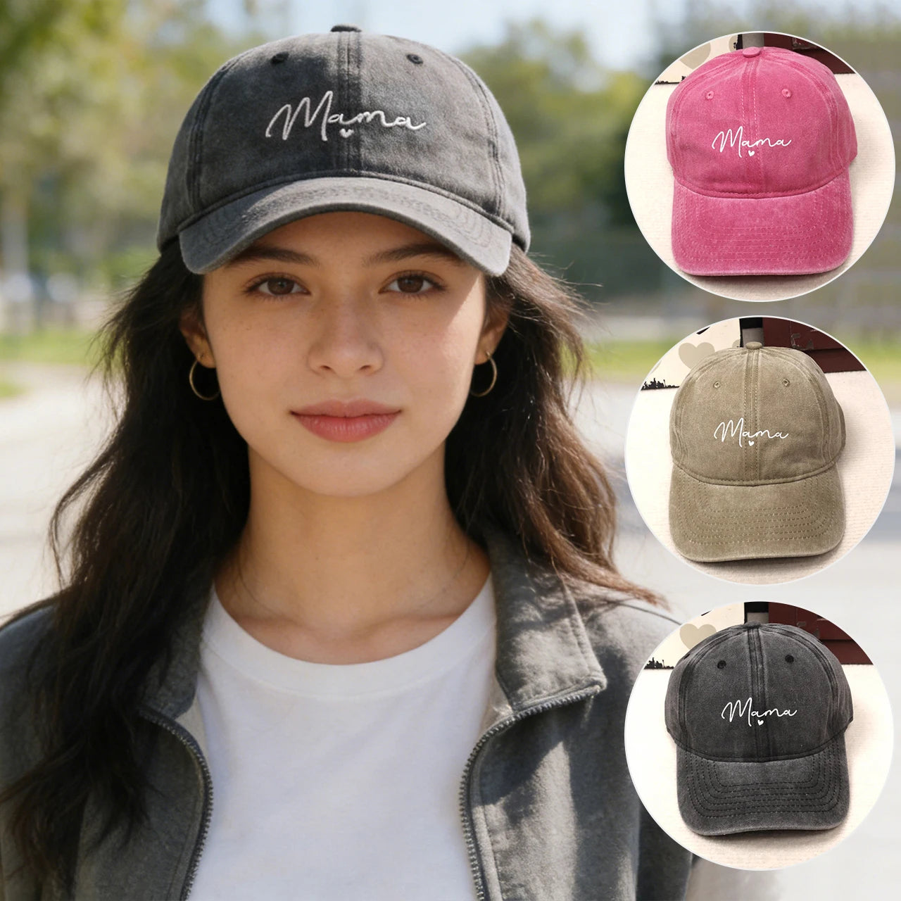 Vintage Washed Cotton Baseball Cap For Women