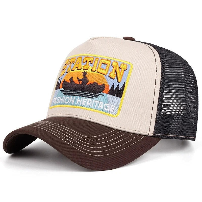 Unisex Baseball Cap Classic Station Letter Pattern Mesh Cap Men And Women