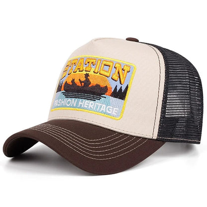 Unisex Baseball Cap Classic Station Letter Pattern Mesh Cap Men And Women