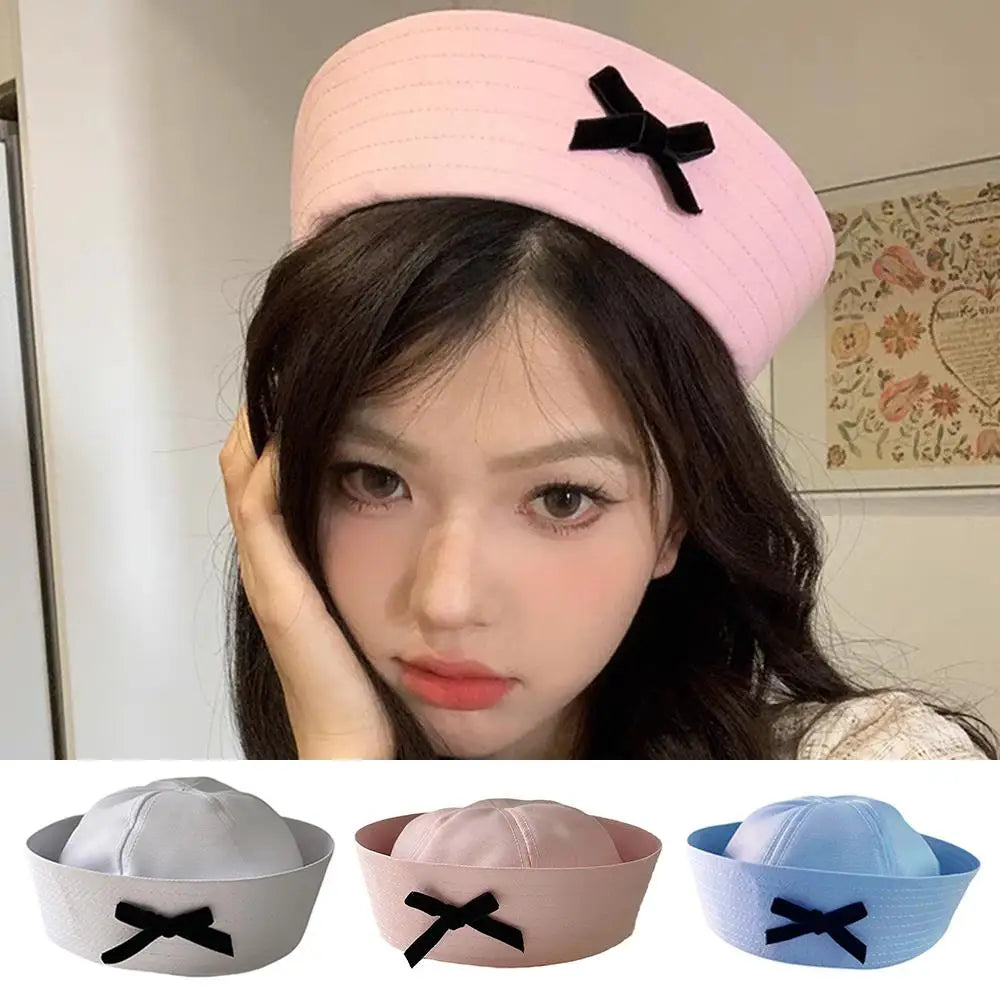 Bowknot Bow Beret Cap Navy Hat UV Protection Dome Cap