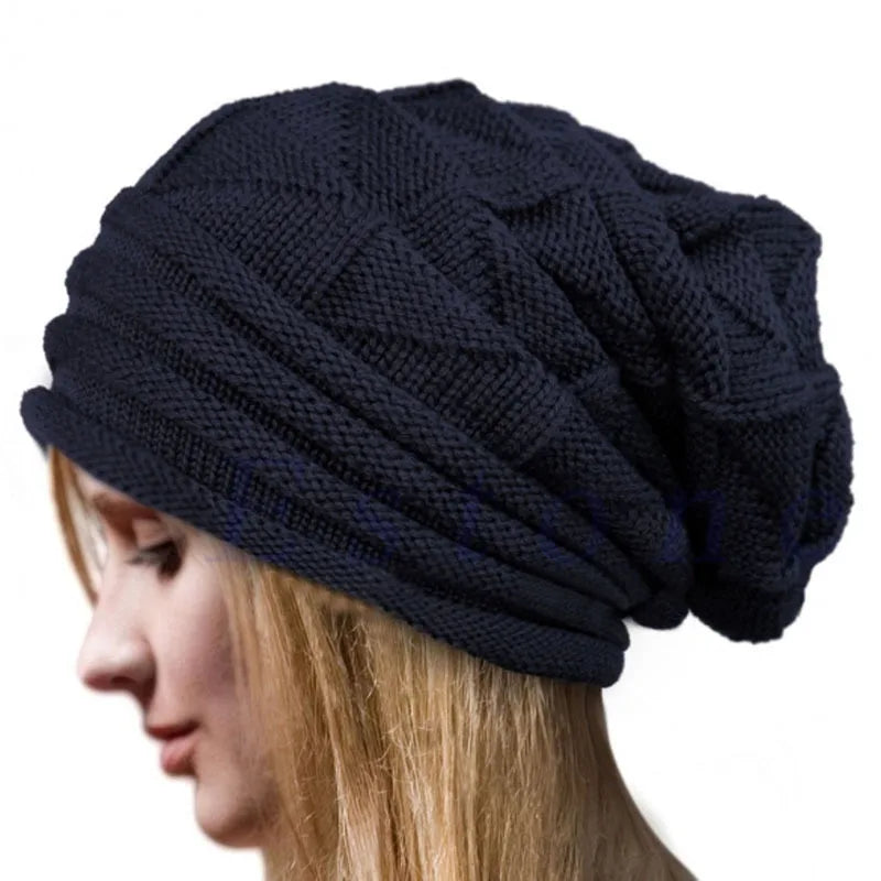 Knitted Baggy Beanie Oversized Winter Hat Ski Slouchy Cap For Women Men