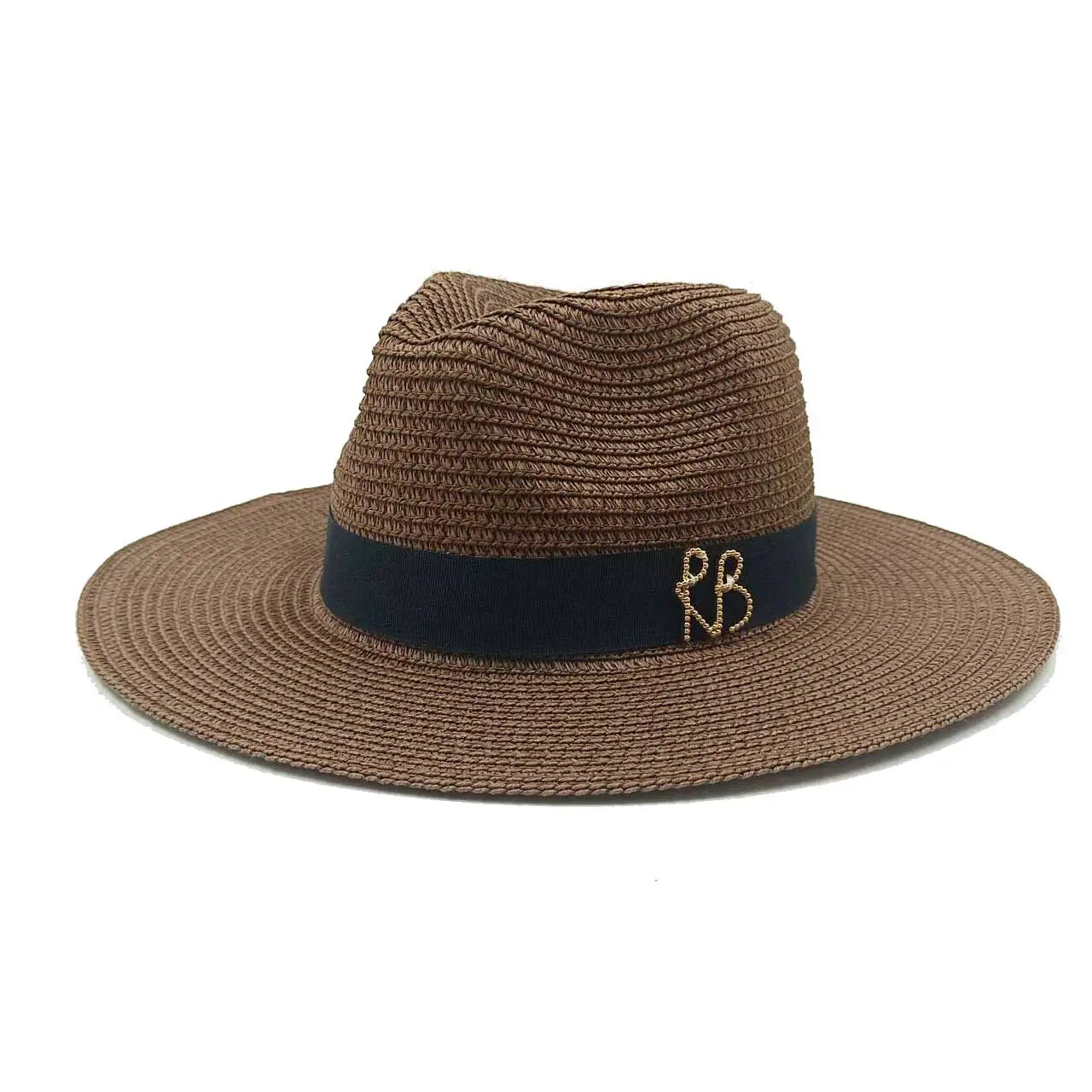 Chain Summer Straw Hat Pork Pie Hat