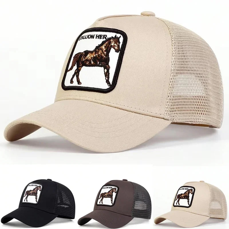 Unisex Stallion Her Letter Embroidery Baseball Net Caps Outdoor Spring and Summer