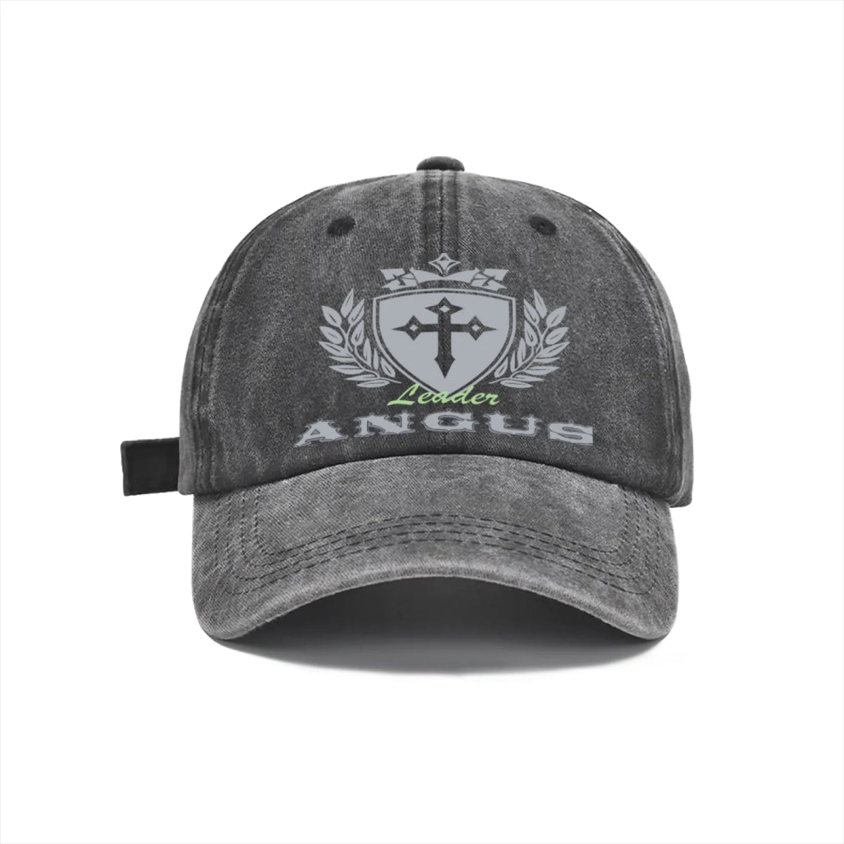 Vintage Washed Baseball Cap Unisex Distressed Snapback Hat Grey Cross Shield Embroidered Adjustable Dad Hat Streetwear