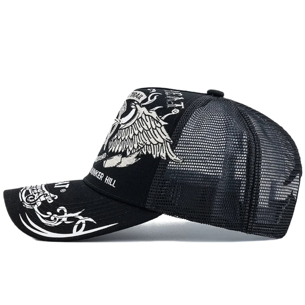 Unisex Punk Style Cap Wing Five-Pointed Star Embroidery Baseball Cap