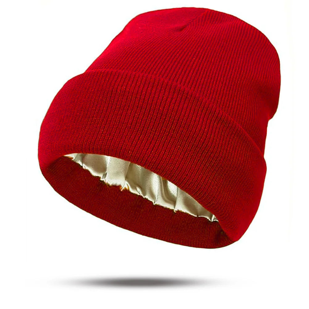 Winter Knit Beanies Satin Lined Winter Beanie For Women