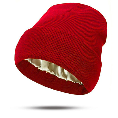 Winter Knit Beanies Satin Lined Winter Beanie For Women