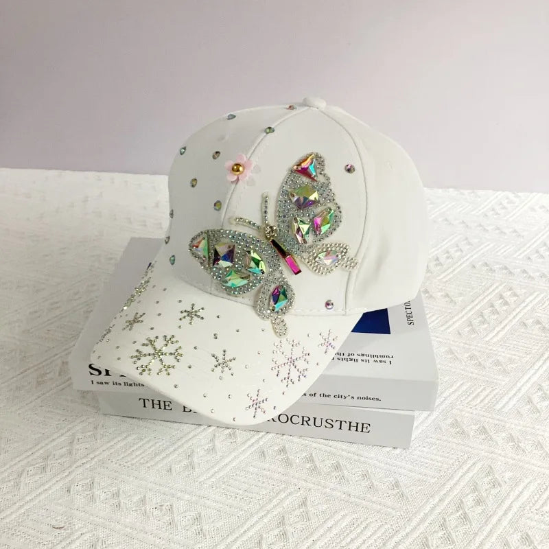 New Fashion Colorful Rhinestone Butterfly Baseball Cap