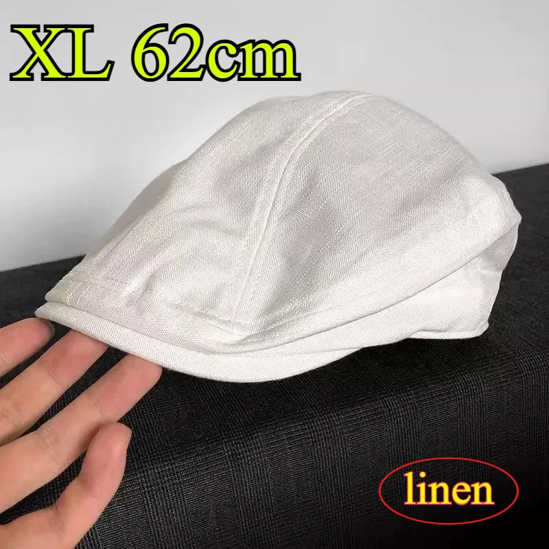 Summer Linen Breathable Big Size Berets Oversize Newsboy Caps