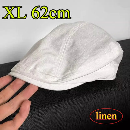 Summer Linen Breathable Big Size Berets Oversize Newsboy Caps