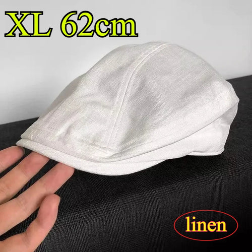 Summer Linen Breathable Big Size Berets Oversize Newsboy Caps