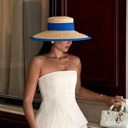 Chain Summer Straw Hat Pork Pie Hat