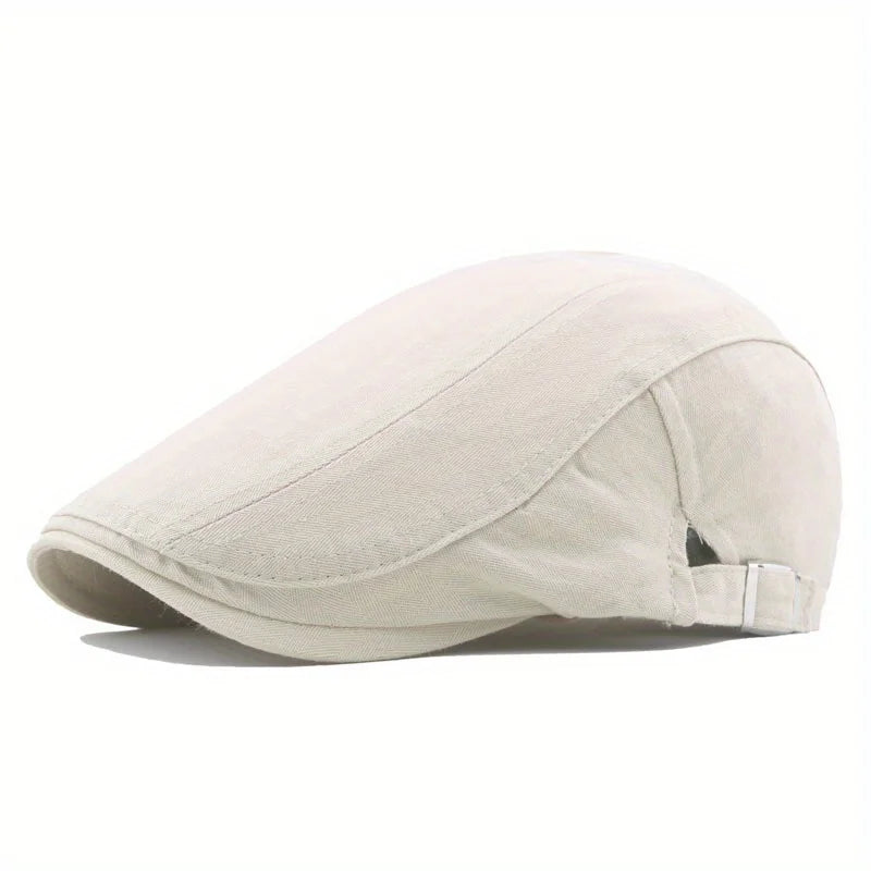 Men's Classic Cotton Newsboy Hat, Vintage Cabbie Cap