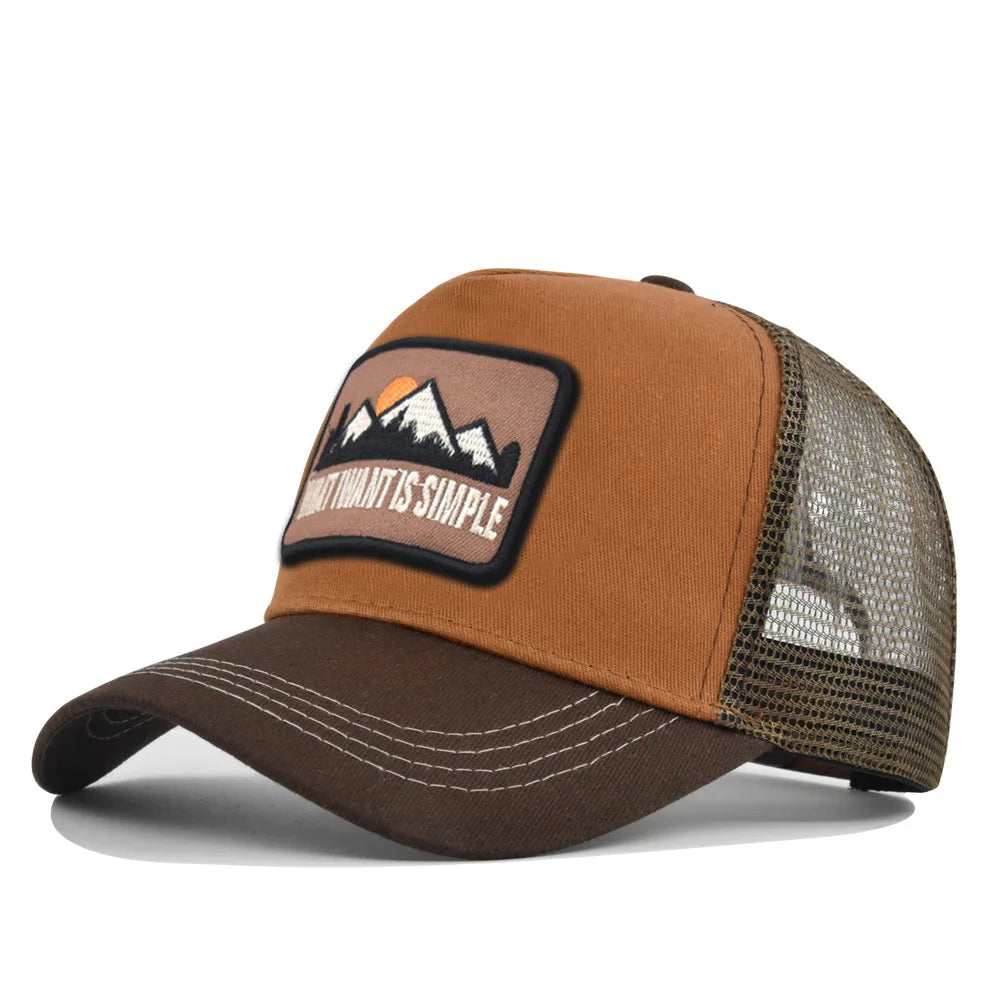 Letter Mesh Breathable Hat Women Men Embroidery Blocking Baseball Cap