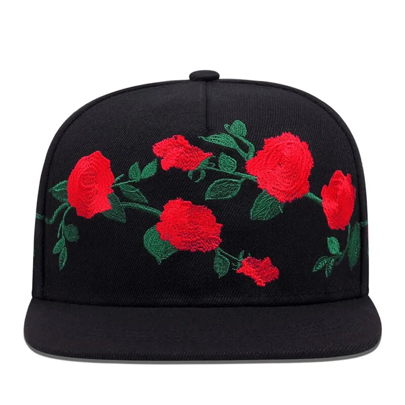 Fashion Fastball Rose Embroidery Hip Hop Snapback Hat Adult Outdoor