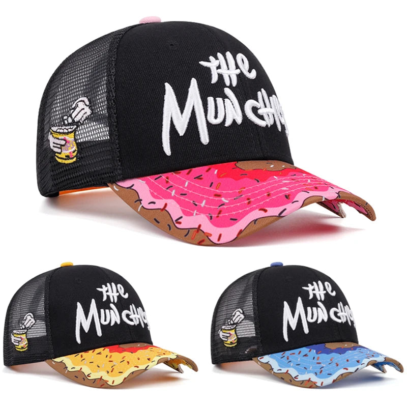 The Donut Embroidered Breathable Cotton Mesh Hat Men's Baseball Hat