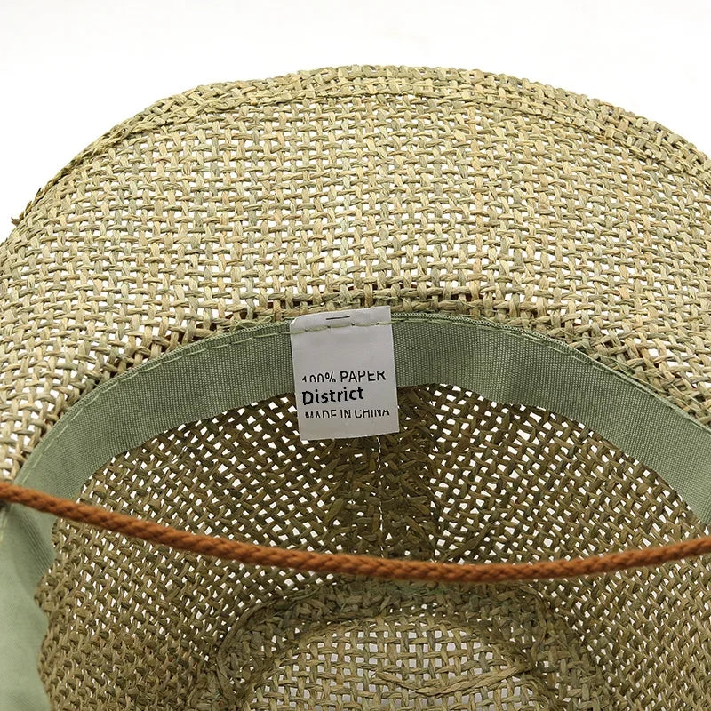 2025 Handmade Denim Straw Hat Sun Protection Beach Gift Hat