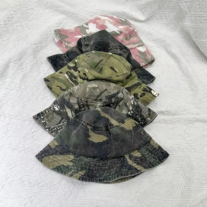 Washed Cotton Camouflage Bucket Hat